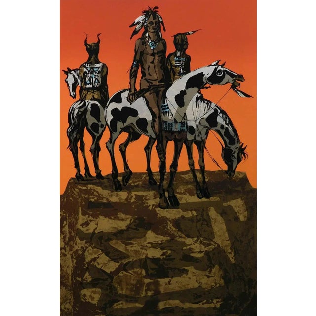 Orange Dean Meeker Vigil Original Signed Intaglio Collagraph Art Artwork For Sale - Image 8 of 8