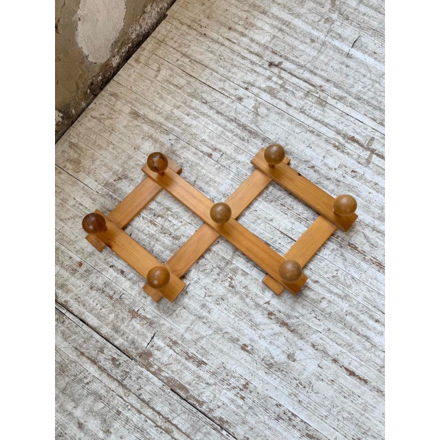 Pine Wall Coat Rack, 1980 For Sale - Image 3 of 15