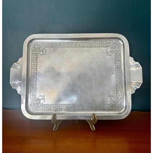 Art Deco French Silver Plated Drinks Tray With Handles, 1920s For Sale - Image 4 of 8