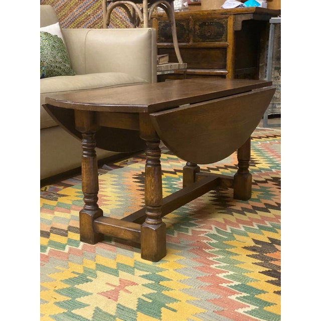Mid 20th Century Mid 20th Century English Oak Drop Leaf Coffee Table For Sale - Image 5 of 13