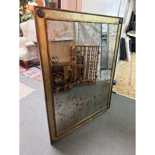 Verre Églomisé Antiqued Tile Wall Mirror, Late 20th Century For Sale In San Francisco - Image 6 of 12