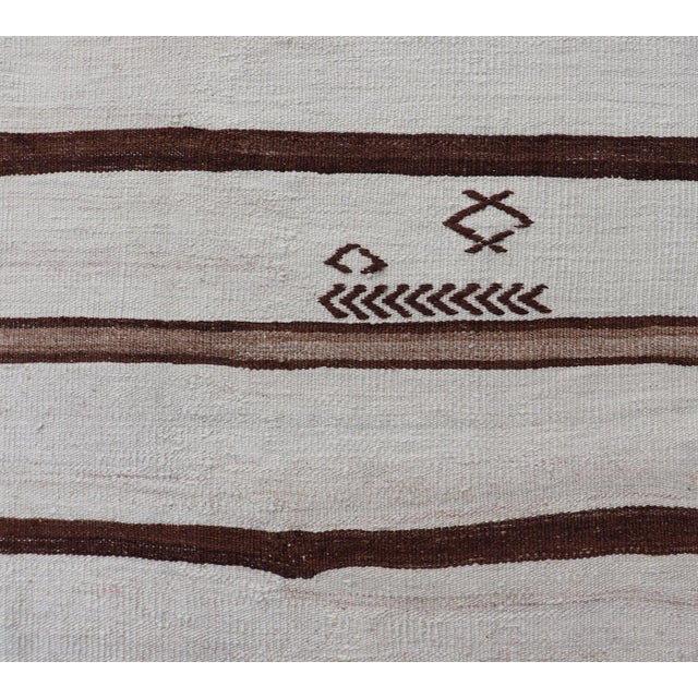 Flat-Weave Kilim Vintage Gallery Rug From Turkey With Horizontal Stripes For Sale - Image 9 of 14