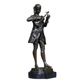 Mozart Tuning His Violin, 20th Century, Bronze For Sale
