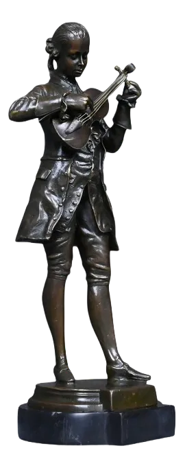 Mozart Tuning His Violin, 20th Century, Bronze