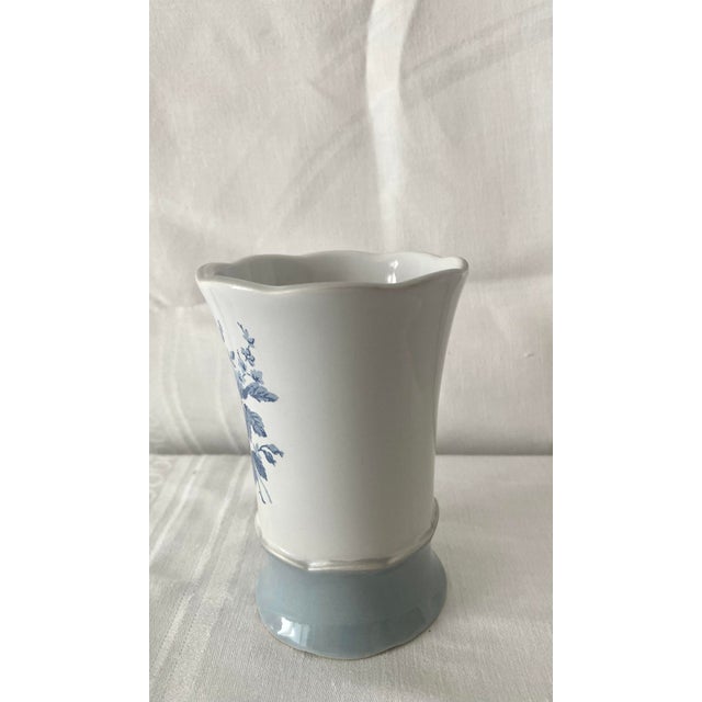 Vintage Laura Ashley "Sophia" Collection Blue Floral Porcelain Bathroom Tumbler Cup For Sale - Image 9 of 10