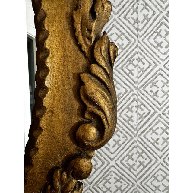 1930s Ornate Gold Wood Framed Mirror For Sale - Image 4 of 6