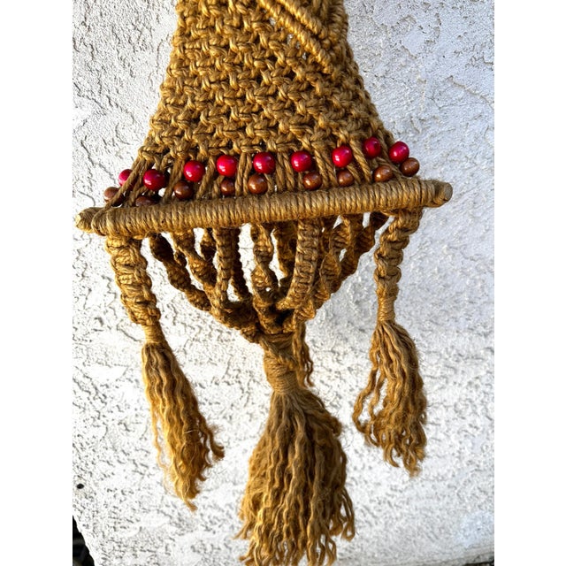 Vintage 70's Jute Macrame Wind Chime For Sale - Image 4 of 9