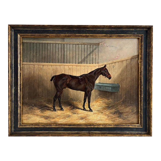 1895 "Portrait of a Bay Hunter" Antique Horse Painting Oil on Canvas by Henry Frederick Lucas Lucas For Sale