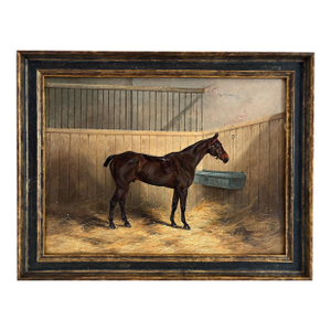1895 "Portrait of a Bay Hunter" Antique Horse Painting Oil on Canvas by Henry Frederick Lucas Lucas