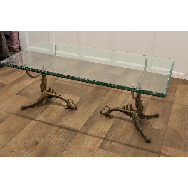 Goldenrod Mid-Century Brass and Glass Coffee Table, 1960s For Sale - Image 8 of 13