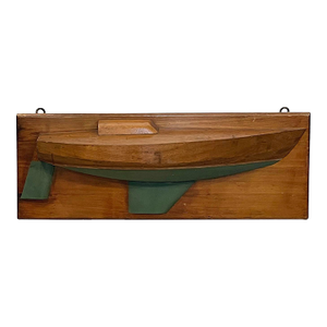 Mounted Half-Hull Wooden Boat Builder's Model of a Sloop