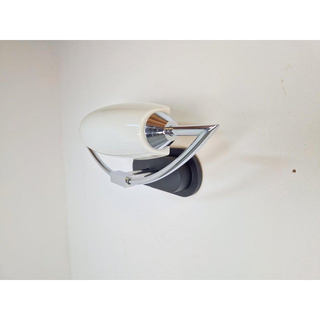 1980s Vintage Bolero Wall Lamp in White Glass by Dieter Sieger for Peill & Putzler, Germany, 1970s For Sale - Image 5 of 13