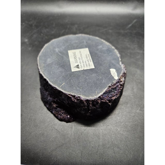 Mid-Century Modern Polished Purple Agate Geode Slice Tea Light Candle Holder. For Sale - Image 3 of 3