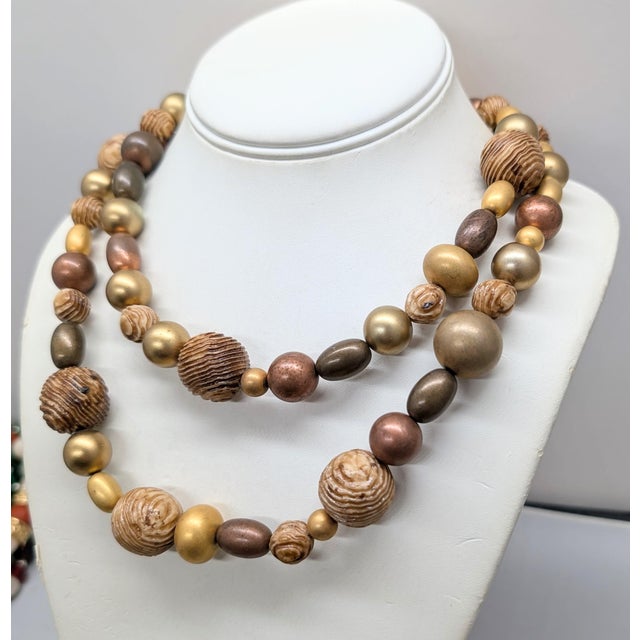 Givenchy Vintage 1980s Signed Givenchy Goldtone Beaded Leaf Necklace For Sale - Image 4 of 12