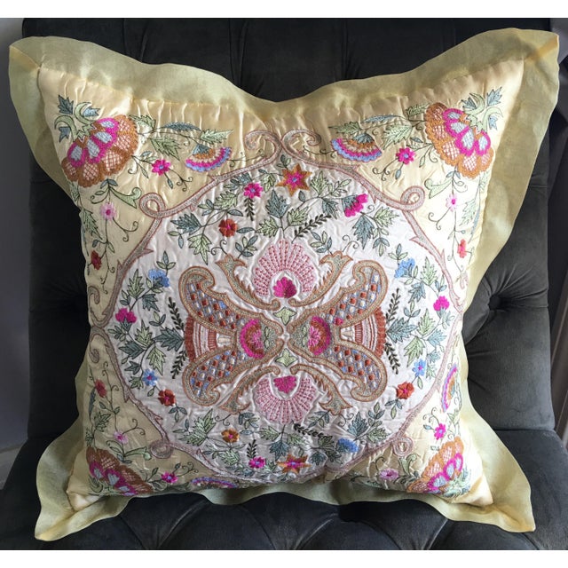 Luxury Silk Embroidered Arabesque Pillow Cover Chairish