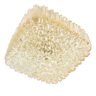 Mid-Century German Flush Mount in Amber Glass by Helena Tynell for Limburg, 1970s For Sale