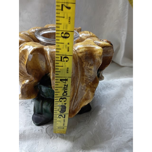 Vintage Majolica Style Leaf & Ladybug Ceramic Planter For Sale - Image 11 of 11