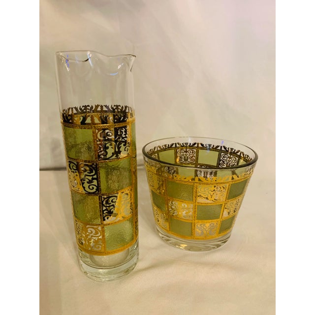 Vintage Culver Ltd. Signed Green & Gold “Prado” Martini Pitcher & Ice Bucket Set- 2 Pieces For Sale - Image 13 of 13