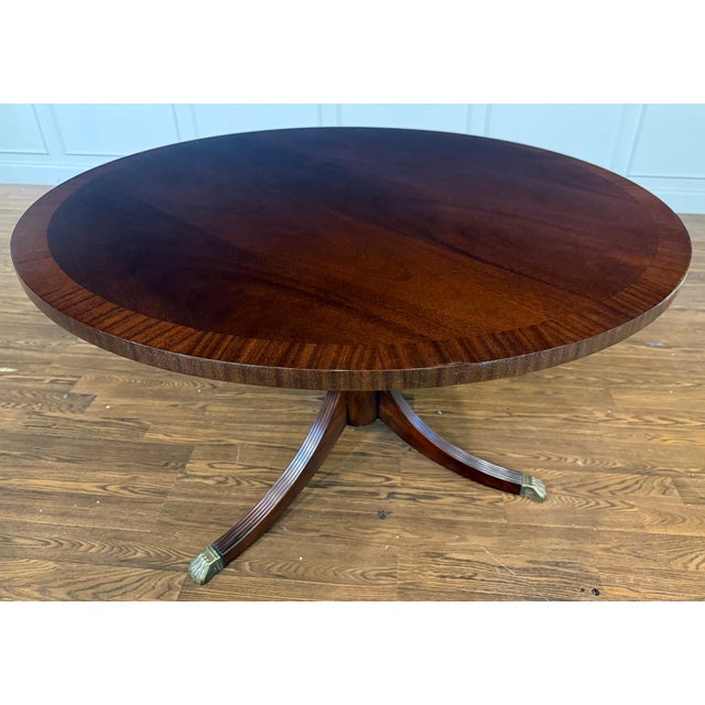 48” Round Mahogany Accent Foyer Table by Leighton Hall - Showroom Sample For Sale - Image 12 of 15