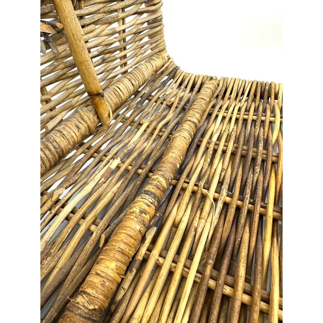 Oversized Vintage French Country Wicker Basket With Twisted Handle – Firewood or Blanket Storage For Sale - Image 9 of 11