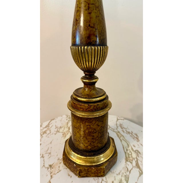 Vintage Borghese Italian Parcel Gilt Table Lamp With Original Shade Hollywood Palm Beach Regency Style For Sale In Mobile - Image 6 of 11
