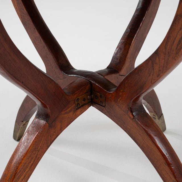 Brown 1970s Moroccan Mid-Century Walnut Coffee Table With Spider Legs and Bronze Top For Sale - Image 8 of 18