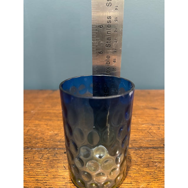 19th Century Victorian Bluerina Glass Inverted Thumbprint Tumbler For Sale - Image 9 of 10