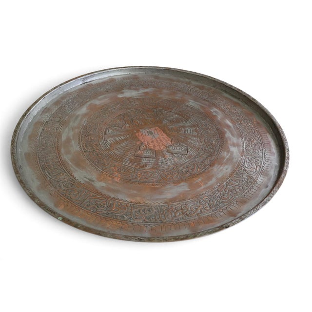 Hammer Engraved Copper Table Tray, 1930s For Sale - Image 9 of 18