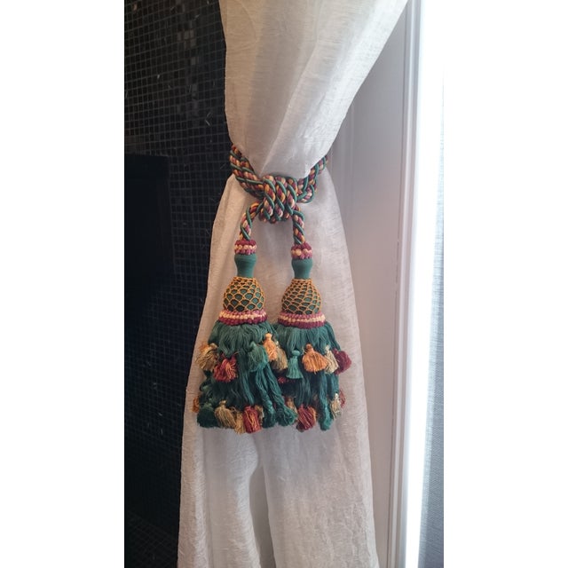 Royal Green Scalamandre Silk Knitted Curtain Tassel Tie Backs A Pair Chairish