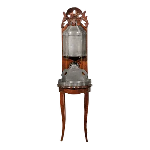 French Late 18th Century Louis XV Pewter Lavabo Mounted on Walnut Stand