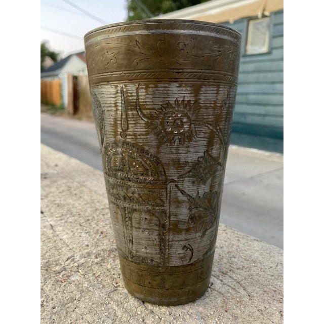 19th Century Antique Anglo Raj Mughal Hand-Spun Silver & Copper Beaker For Sale - Image 5 of 13