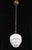 Art Deco pendant light with a tiered white opal glass shade with scalloping details. This requires one standard Edison...