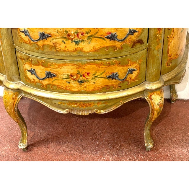Late 19th C. Venetian Polychromed Chest / Commode with Marbleized Cartouche Top For Sale - Image 9 of 18