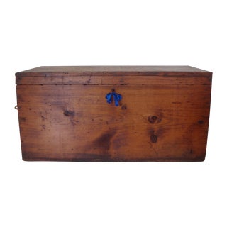 Large Antique Pine Trunk/Blanket Chest For Sale