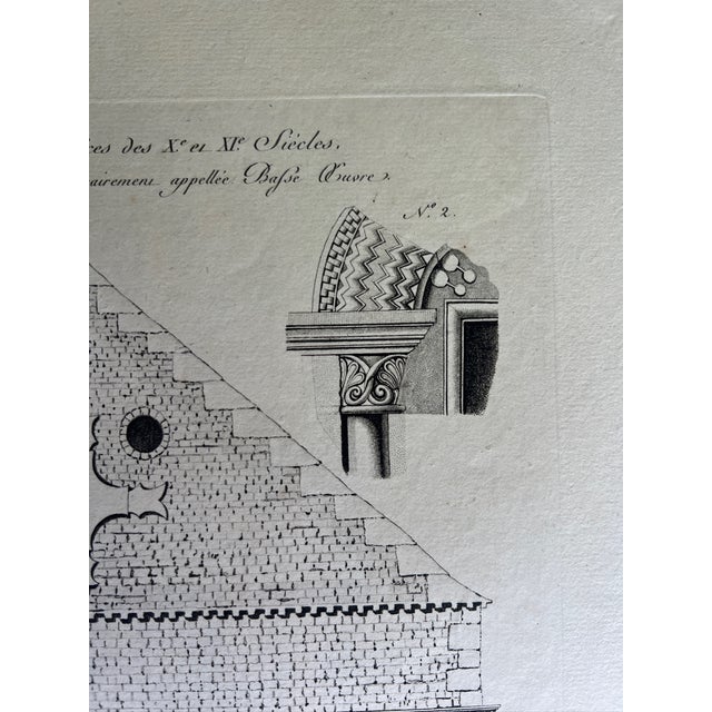 Mid 19th Century Mid 19th Century Etching Reproduction of Two Building Pediments From the 10th and 11th Centuries by Nicolas Xavier Willemin For Sale - Image 5 of 6