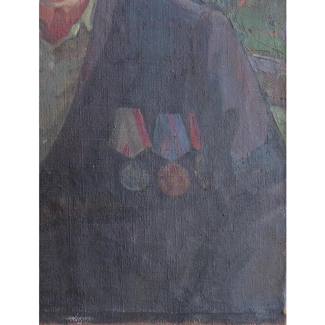 Vintage Man Portrait Oil Painting, Socialist Realism For Sale - Image 6 of 6