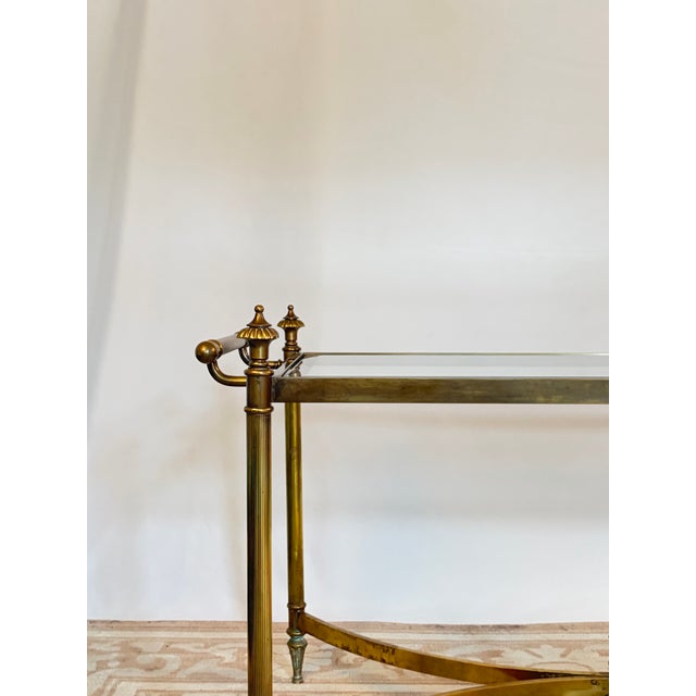 1960s 1960s Maison Jansen Style French Neoclassical Brass & Beveled Glass Cocktail Table For Sale - Image 5 of 10