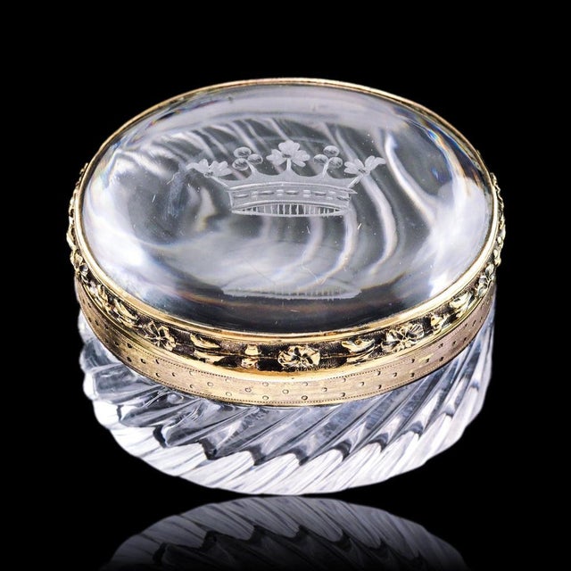 Antique 19th Century French Silver Gilt Mounted Crystal Box For Sale - Image 11 of 18