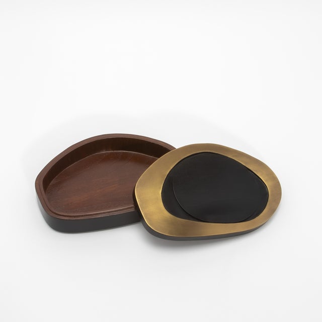 Set of 2 Boxes in Black Oak With Bronze Patina Brass by R&y Augousti For Sale - Image 11 of 12