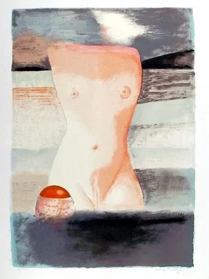 Nude in the Water, George R. Dworzan Lithograph, Signed and Numbered in Pencil