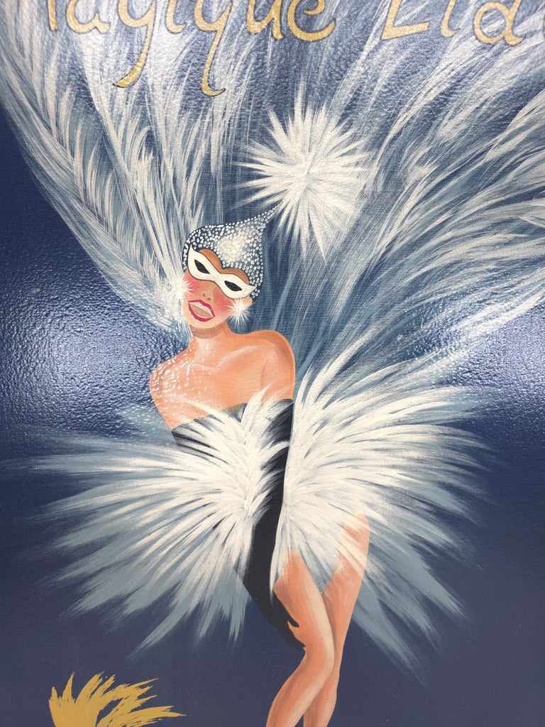 Large French 5 Foot Tall Lido Cabaret Review Painting on Canvas