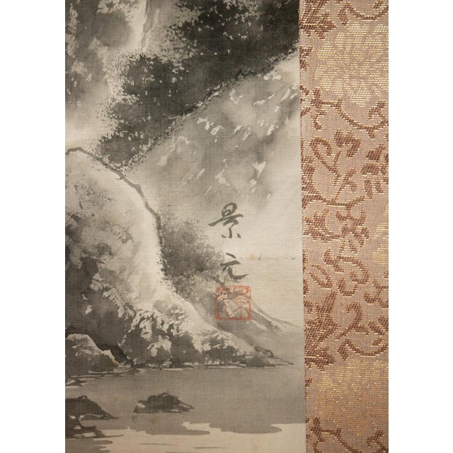 Showa Era Japanese Sansui Scroll Painting by Keigen For Sale - Image 12 of 17