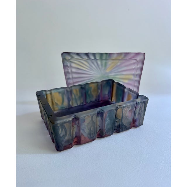 Purple Iridescent Rainbow Glass Lidded Box, 1970's For Sale - Image 8 of 14