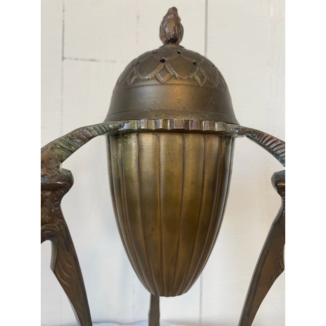 Vintage Empire Style Brass Goat or Ram Heads Incense Burner For Sale - Image 11 of 12
