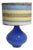 Vintage Table Lamp with Internally Illuminated Blue Glass Base and Fabric Shade, 1970s For Sale