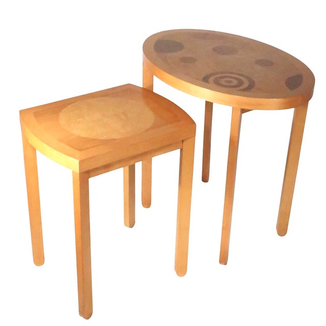 Post Modern nesting tables by the Baker Furniture Company, in very good, original, clean and ready to use condition. Both...