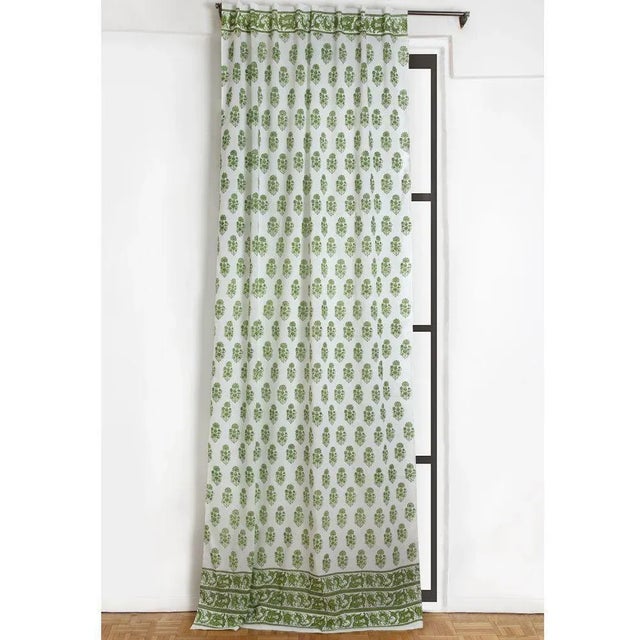 Not Yet Made - Made To Order Riya 45" X 84" Green Curtain For Sale - Image 5 of 5