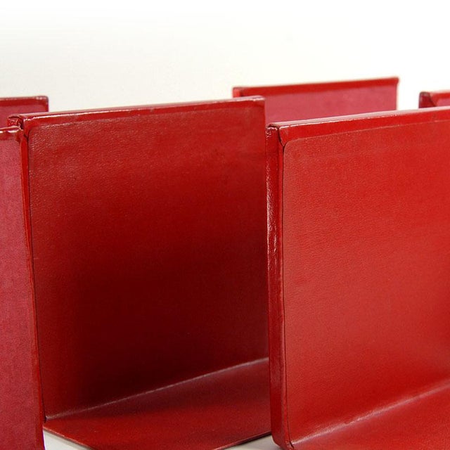Italian Leather Bookends, 1960s, Set of 8 For Sale - Image 11 of 12