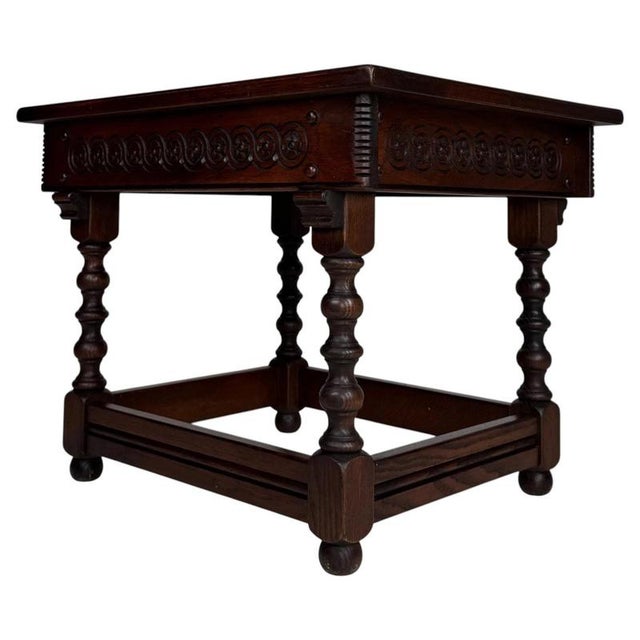 Small Early 20th Century Antique English Oak Side Table For Sale - Image 3 of 11