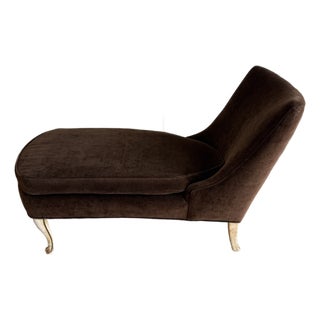 Petite Chaise in Chocolate Brown Chenille For Sale